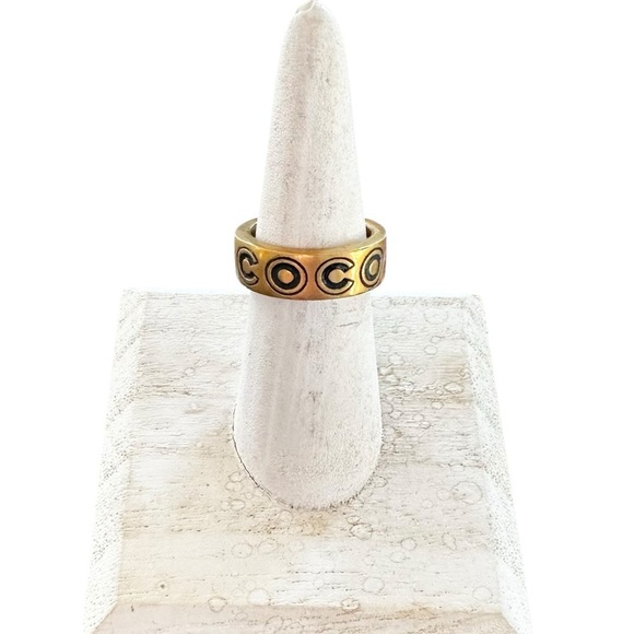 Authentic CHANEL Gold & Black Coco Ring Size 6 - Picture 4 of 9